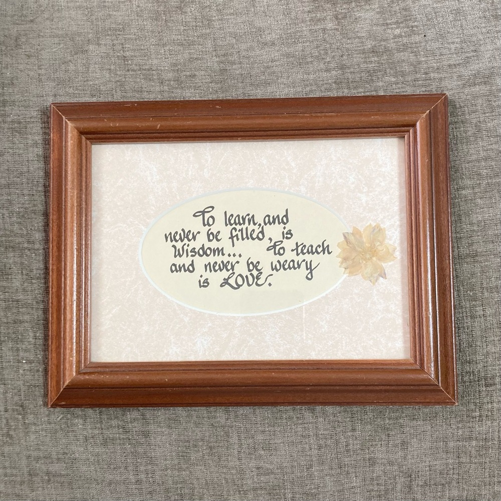 Rustic Brown Framed Wall Quote - 'To Learn...'